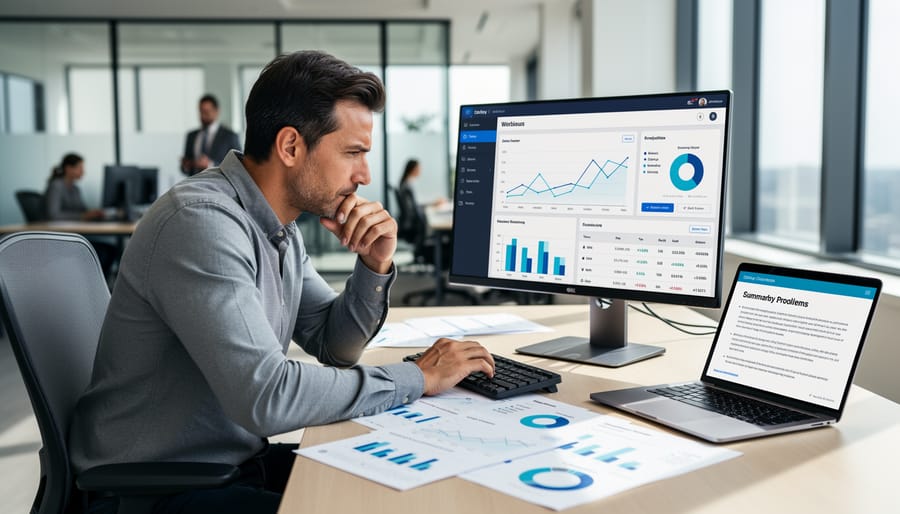 Professional reviewing safety checklist documents on a conference table